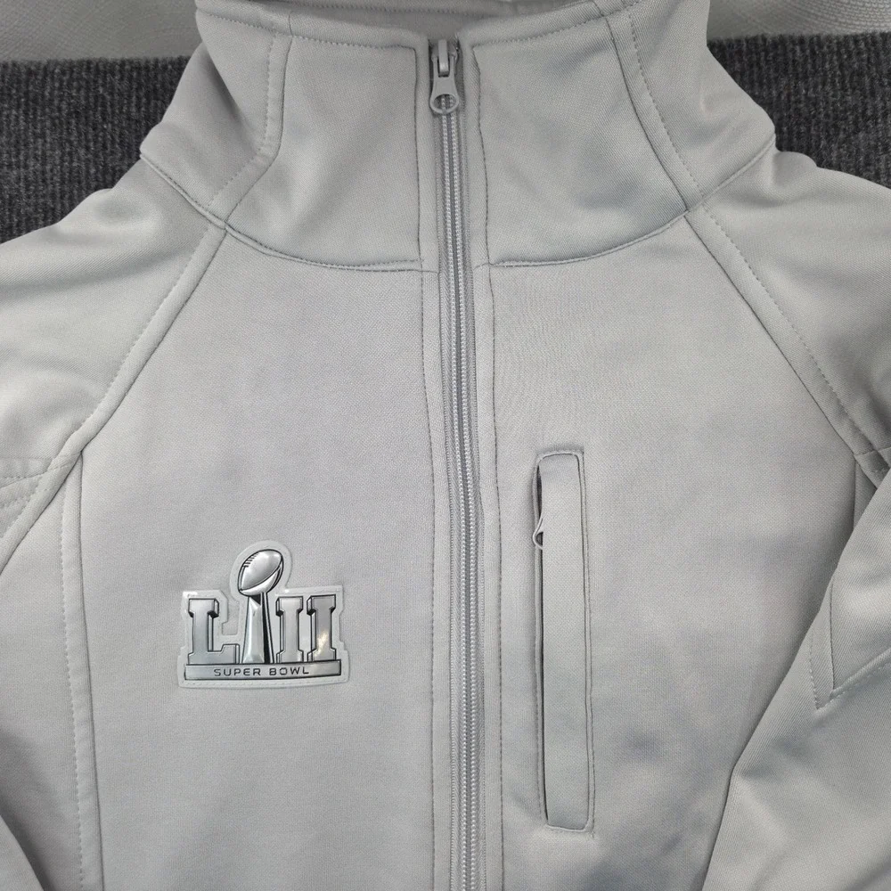 Super Bowl LII MN Full Zip Softshell Jacket Gray Mens Small BDA Performance‎